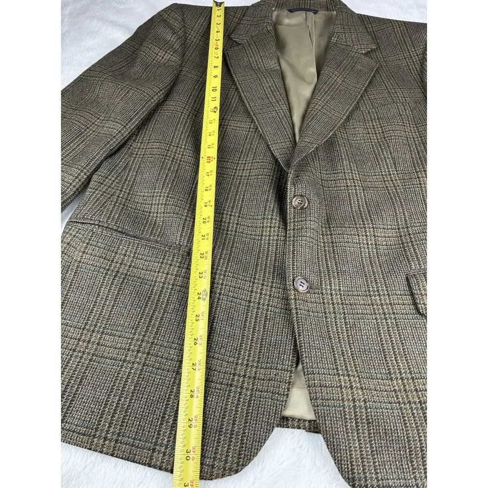 Vintage Brooks Brothers 44R Lambswool Cashmere Plaid Blazer Made USA Old Money